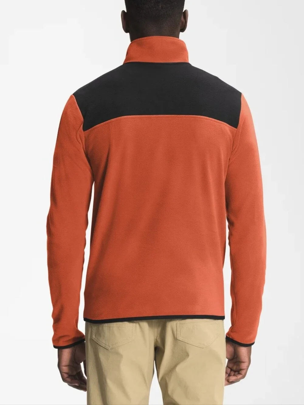 The North Face TKA Glacier Snap-Neck Pullover. Burnt Ochre/TNF Black. Size Small